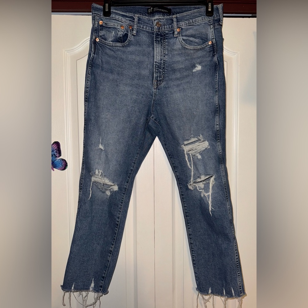GAP High Rise Vintage Slim Distressed Jeans